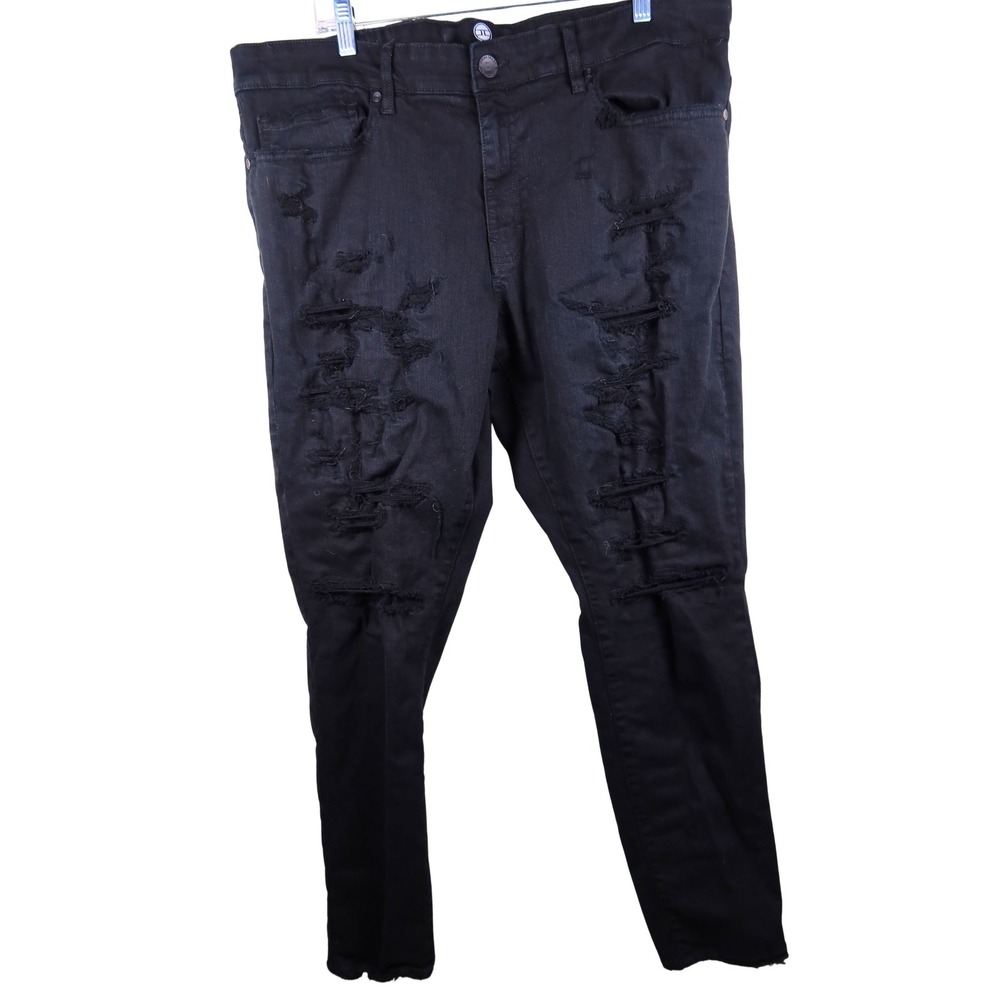 Jordan Craig Sean Black Skinny Distressed Jeans Mens 40x32 Shredded Streetwear